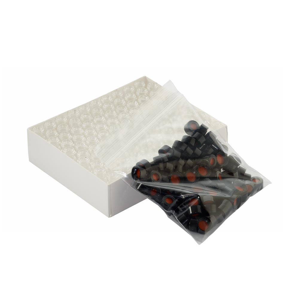 WHEATON 無色透明瓶帶書寫膜 黑色瓶蓋 紅色PTFE蓋墊 100個(gè)/盒