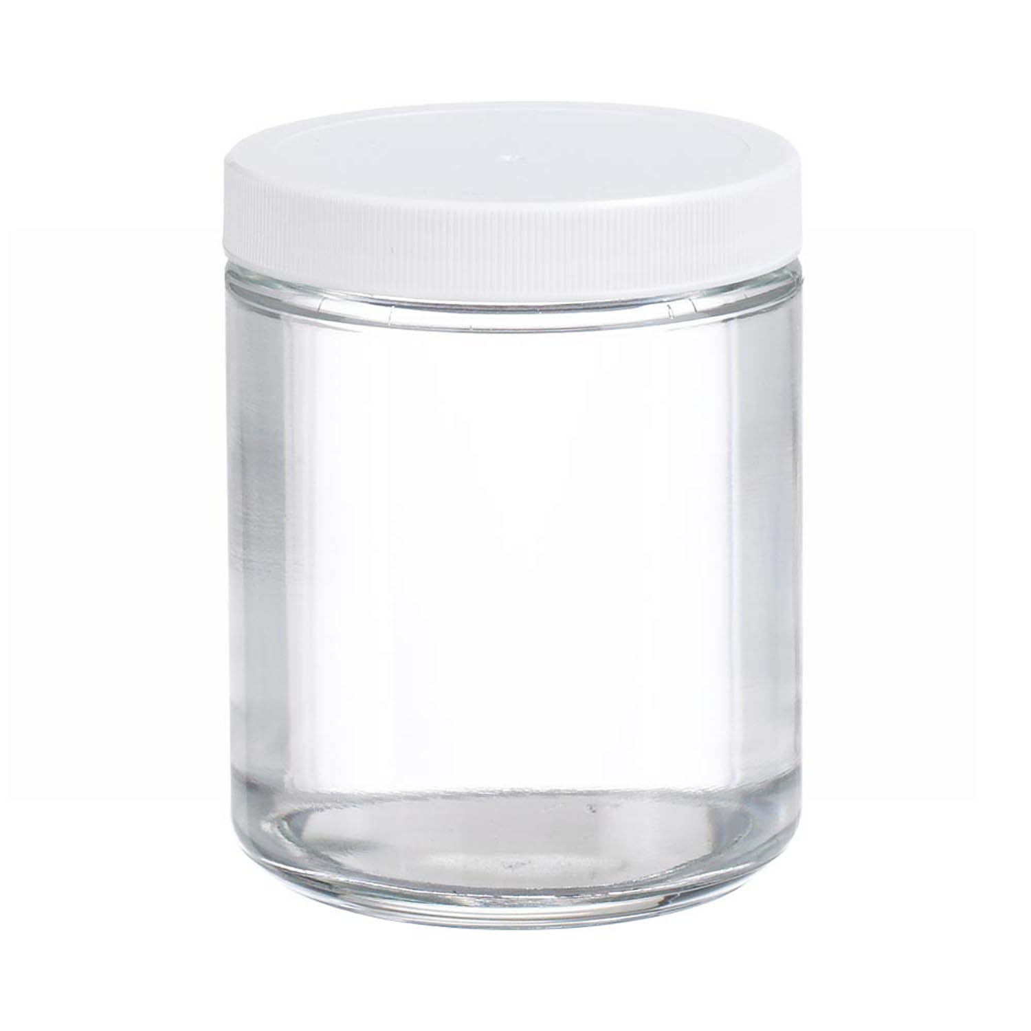 WHEATON 250mL 無色透明直邊罐 白色聚丙烯蓋 聚乙烯/聚丙烯蓋墊 24個/盒