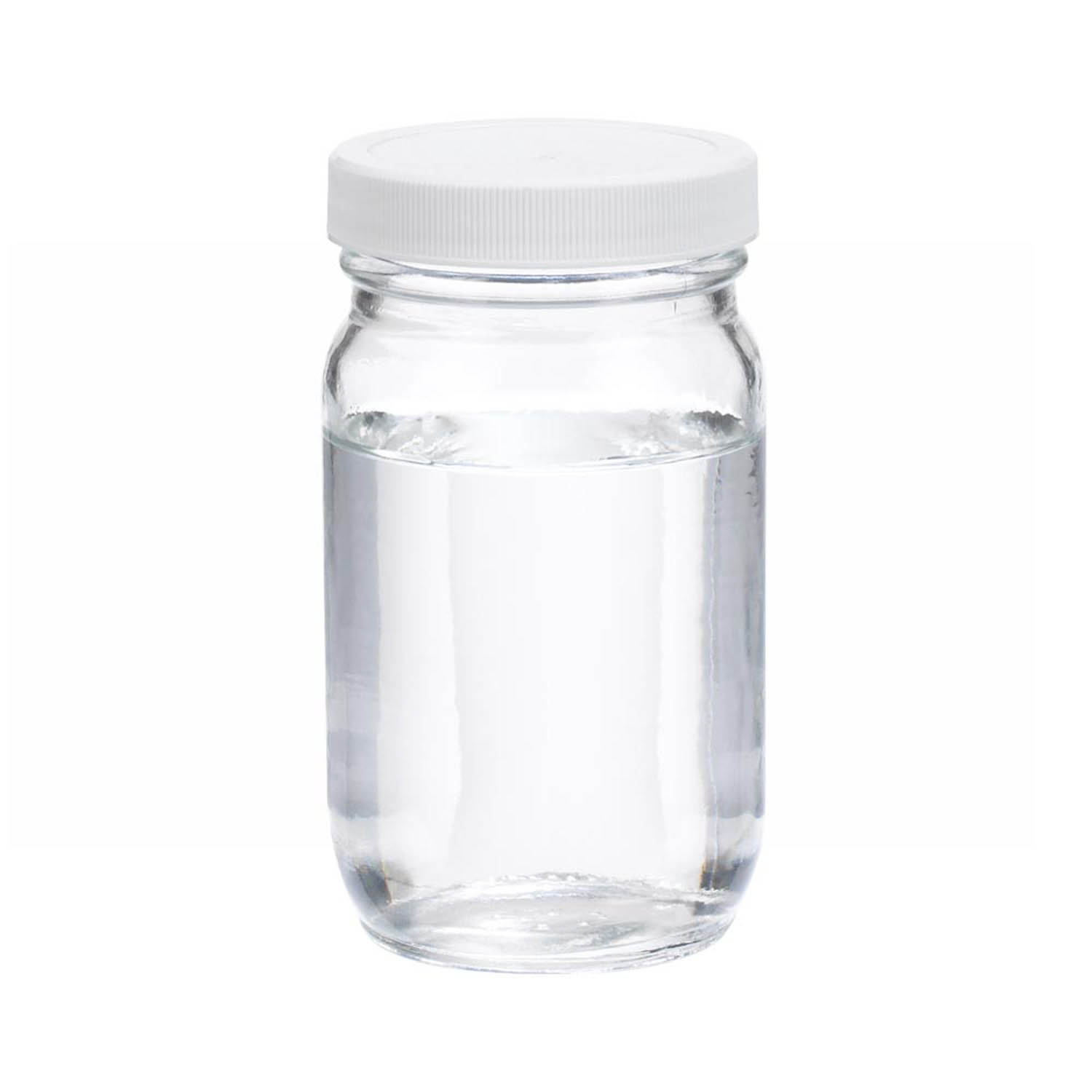 WHEATON 250mL 無色透明標準廣口瓶 白色聚丙烯蓋 聚乙烯蓋墊 24個/盒